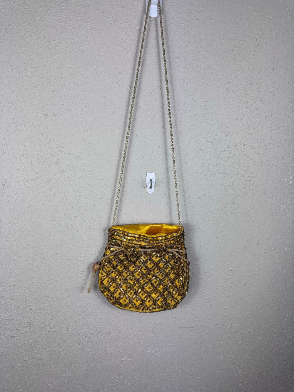 Gold & Yellow Potli Drawstring Beaded Bag